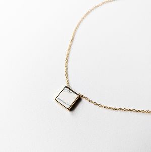 🦋LAST 1🦋 NWT 14k Gold-Plated White Marble Pendant Necklace